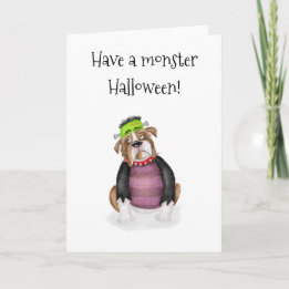 Frankensteins monsterbulldog Halloween-kort Kort