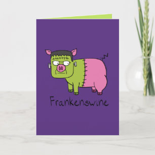 Frankenswine Gris Halloween Greeting Card Kort