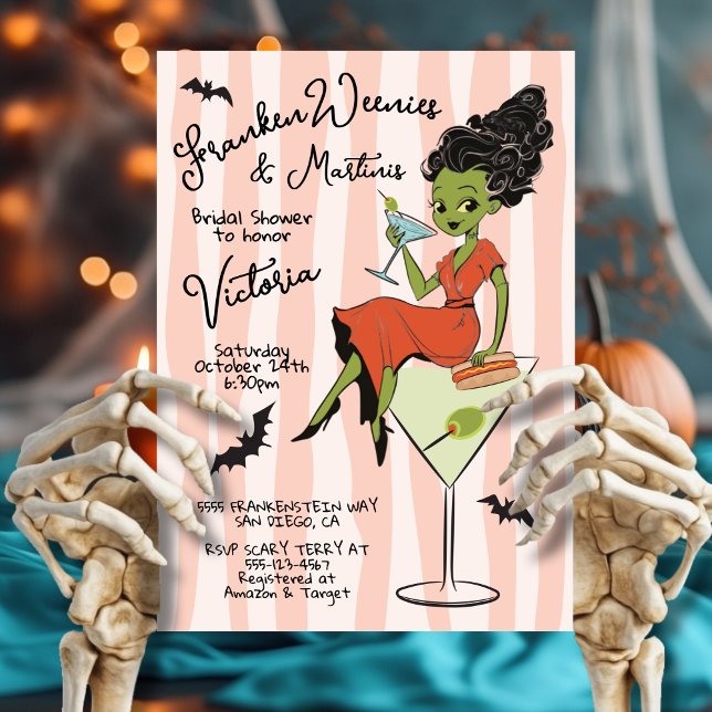 FrankenWeenies & Martinis Halloween Möhippa Inbjudningar (Skapare uppladdad)