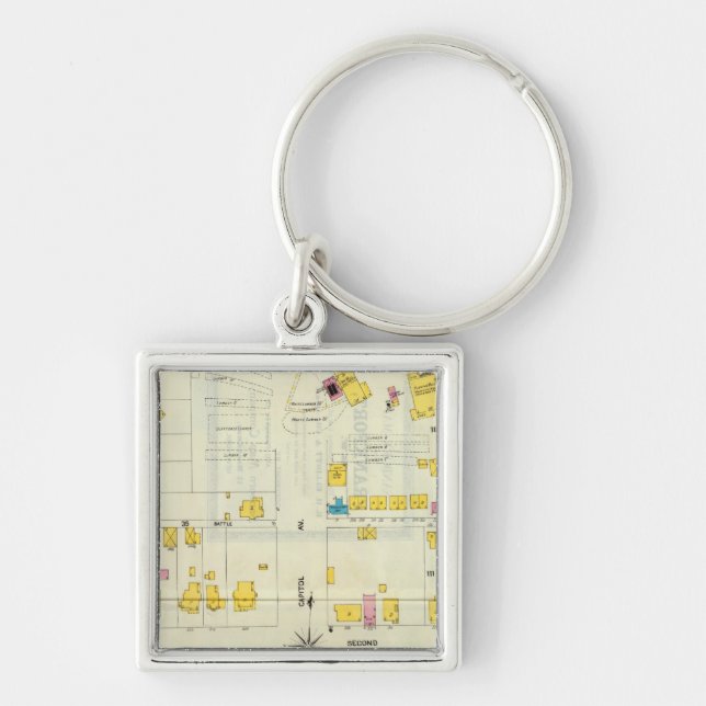 Frankfort, Kentucky 13 Fyrkantig Silverfärgad Nyckelring (Framsidan)