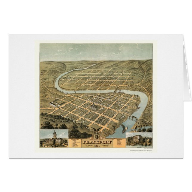Frankfort KY panorama- karta - 1871 Hälsningskort (Framsidan Horizontal)