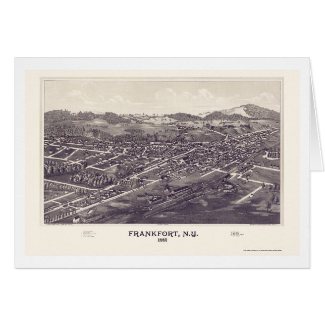 Frankfort New York panorama- karta - 1887 Hälsningskort (Framsidan Horizontal)
