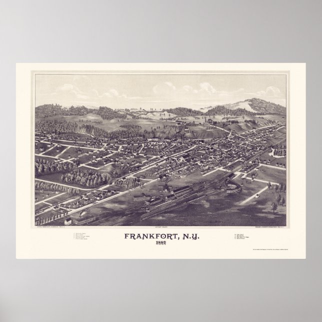 Frankfort, New York Panoramic Karta - 1887 Poster (Framsidan)