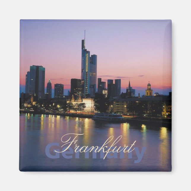 Frankfort Tyskland Natt Photo Souvenir Magnets Magnet (Framsidan)