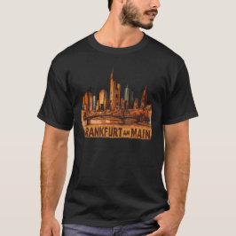 Frankfurt am Main Kunstmotiv Skyline mit Schrift T Shirt