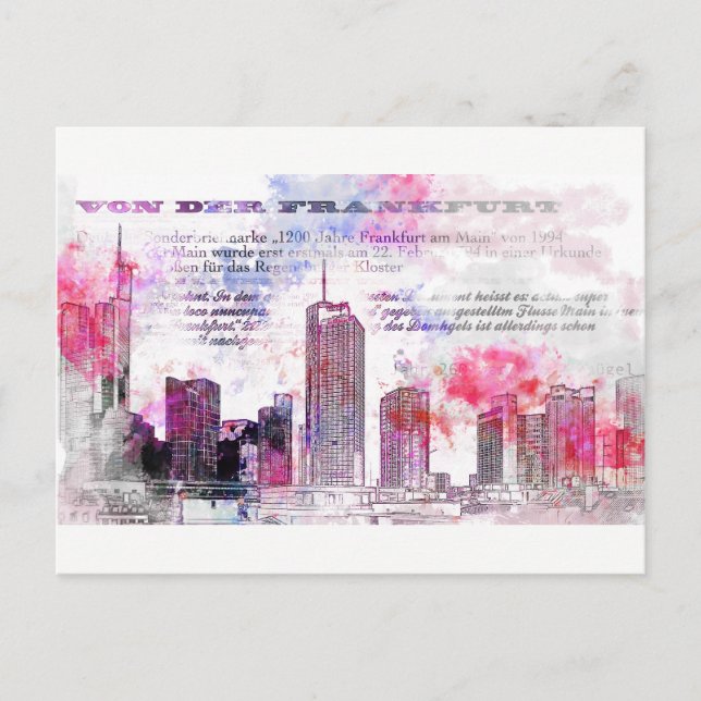 Frankfurt, Architektur - Popart Illustration Vykort (Framsida)