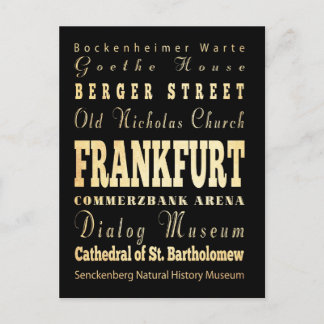 Frankfurt City of Tyskland Typography Art Vykort