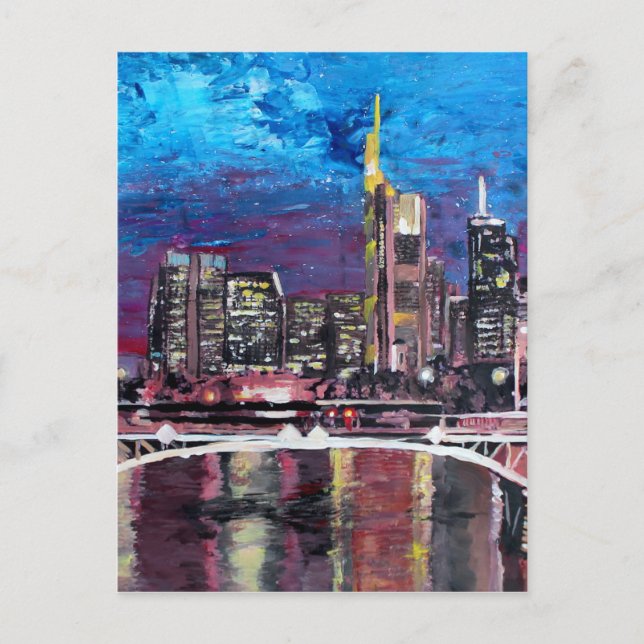 Frankfurt Main Tyskland - Mainhattan Skyline Vykort (Framsida)