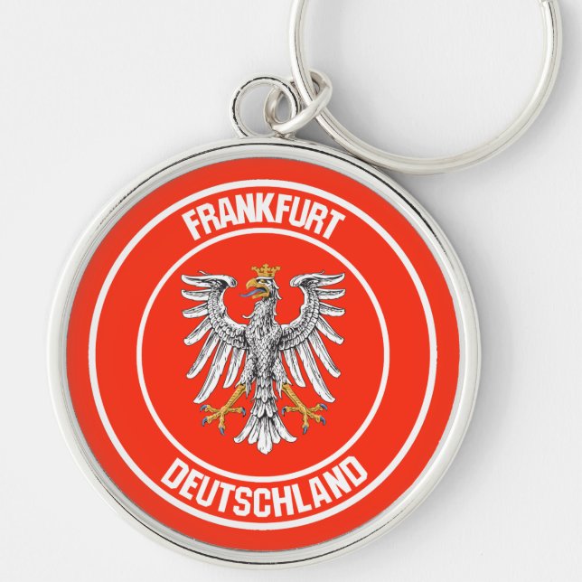 Frankfurt Round Emblem Rund Silverfärgad Nyckelring (Framsidan)