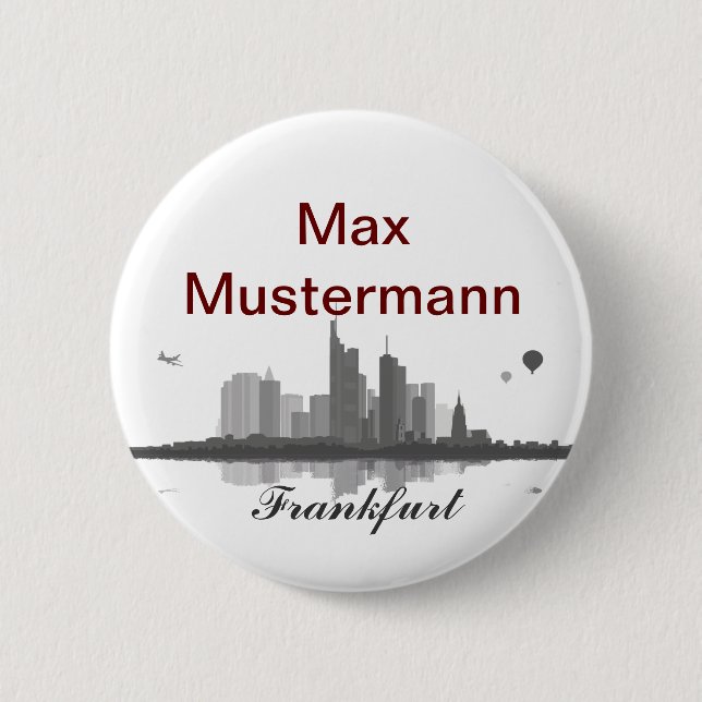 Frankfurt Skyline Button / Anstecker / Pin Knapp (Framsida)