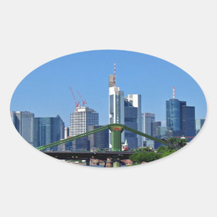 Frankfurt skyline ovalt klistermärke
