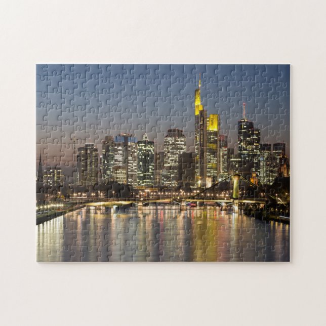 Frankfurt Skyline Tyskland gåva Poster Helgdag Pos Pussel (Horisontell)