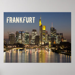 Frankfurt Skyline Tyskland Vintage Souvenir-gåva Poster