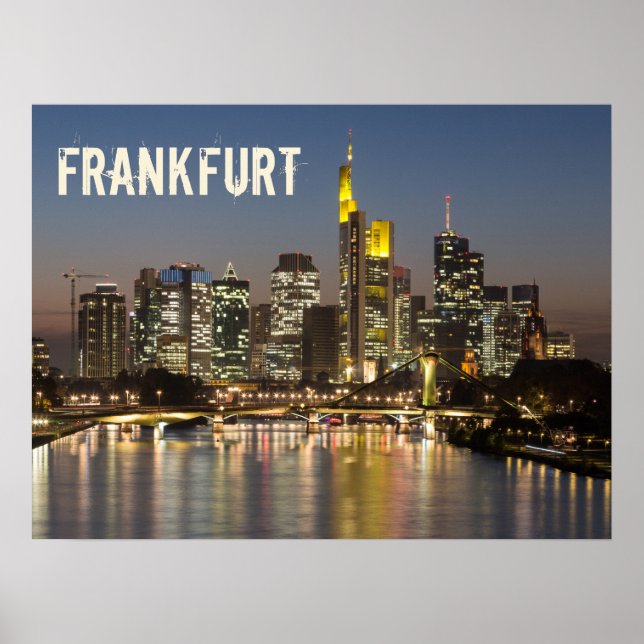 Frankfurt Skyline Tyskland Vintage Souvenir-gåva Poster (Framsidan)