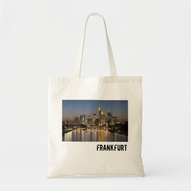 Frankfurt Skyline Tyskland Vintage Souvenir-gåva Tygkasse (Framsidan)