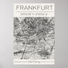 Frankfurt Stadskarta Affisch Modern Minimal Urban