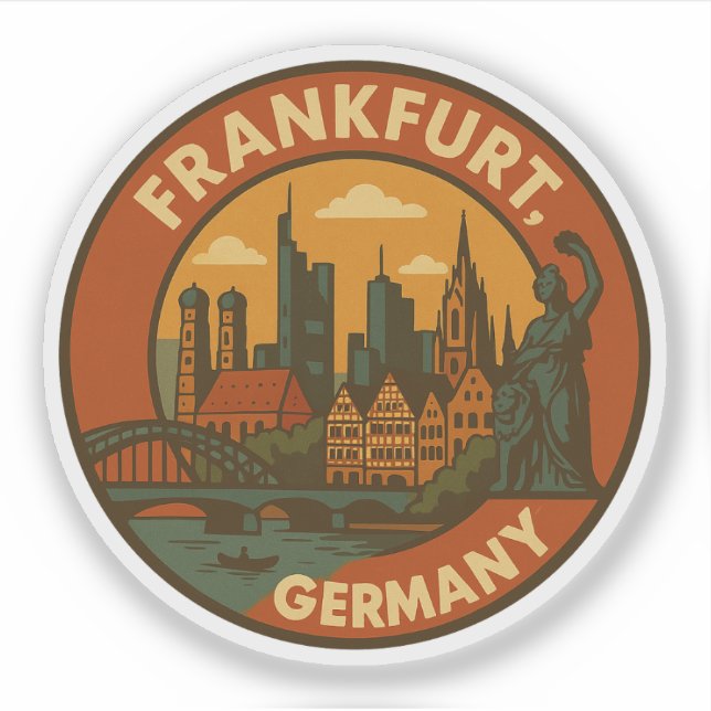 Frankfurt tyska stadssiluett klistermärken (Framsida)