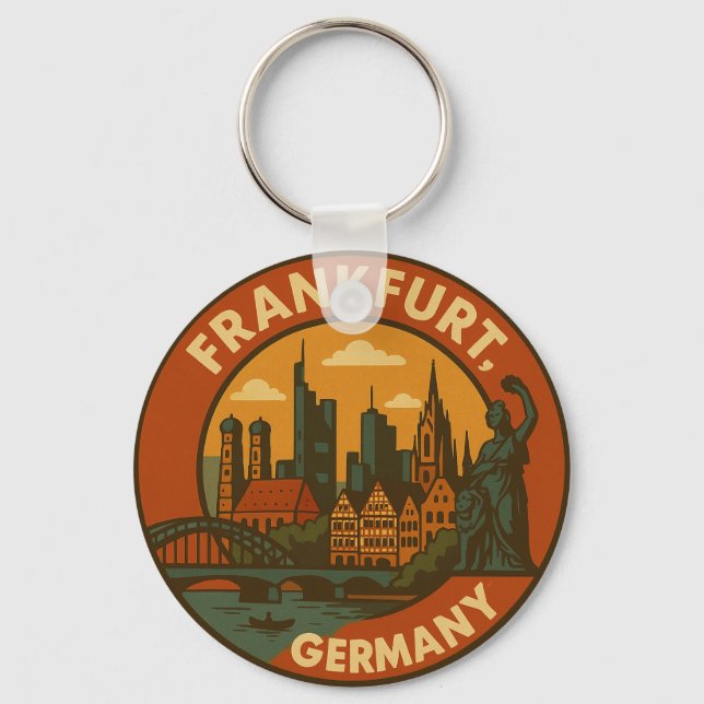 Frankfurt tyska stadssiluett nyckelring (Framsida)