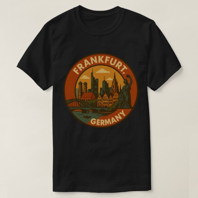 Frankfurt tyska stadssiluett t shirt (Design framsida)