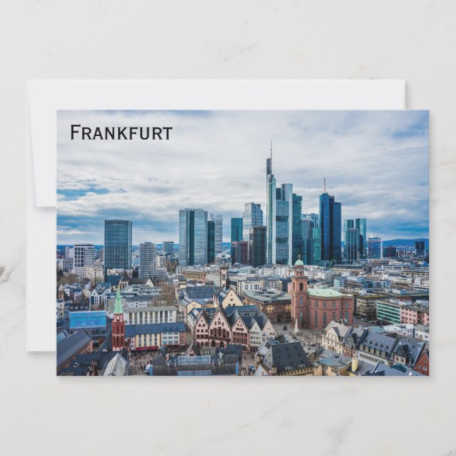 Frankfurt Tyskland City Skyline Photo Flat Card (Framsida)