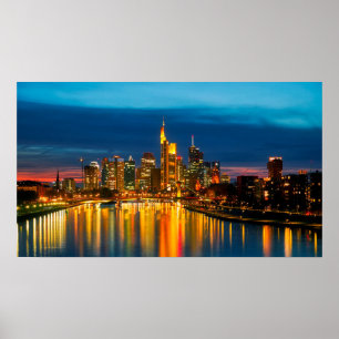 Frankfurt Tyskland Cityscape på natten Poster