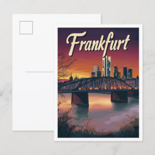 Frankfurt Tyskland Konst Vintage Resa Illustration Vykort