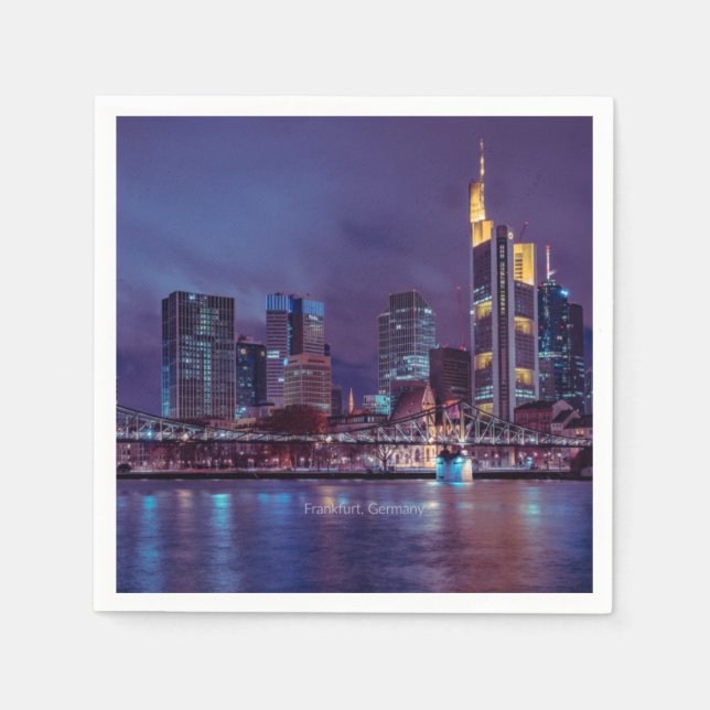 Frankfurt Tyskland på natten Pappersservett (Framsidan)