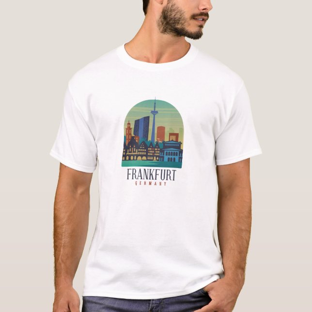 Frankfurt Tyskland Skyline Architecture T Shirt (Framsida)