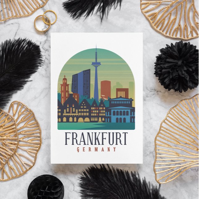 Frankfurt Tyskland Skyline Architecture Vykort (Frankfurt Germany Skyline Postcard)