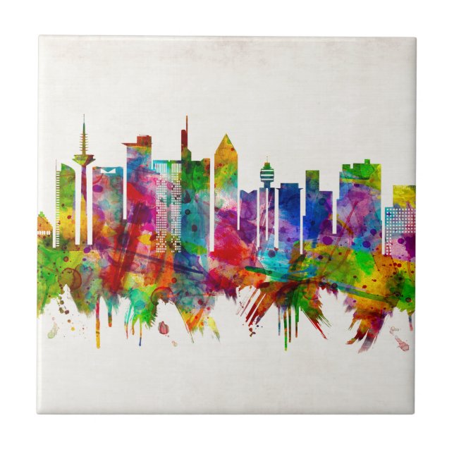 Frankfurt Tyskland Skyline Kakelplatta (Framsidan)