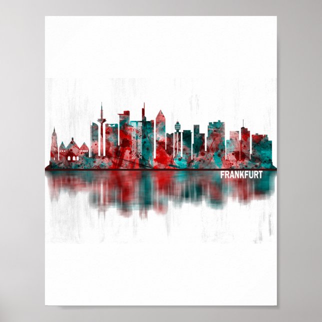 Frankfurt Tyskland Skyline Poster (Framsidan)