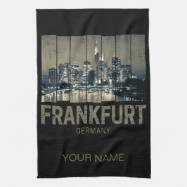 Frankfurt Tyskland Skyline Retro Vintage Souvenir Kökshandduk