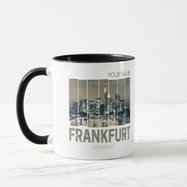 Frankfurt Tyskland Skyline Retro Vintage Souvenir Mugg (Vänster)