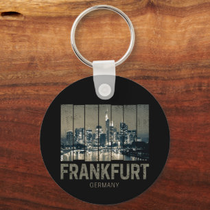 Frankfurt Tyskland Skyline Retro Vintage Souvenir Nyckelring