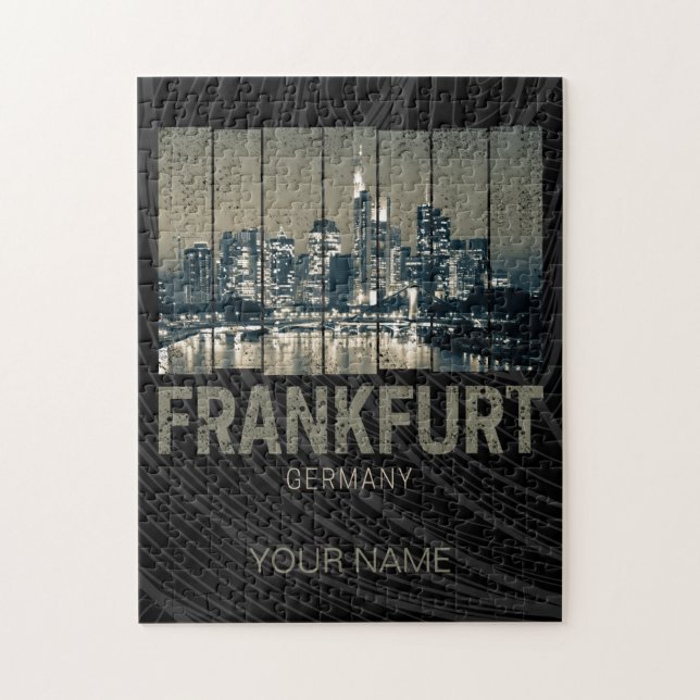 Frankfurt Tyskland Skyline Retro Vintage Souvenir Pussel (Vertikal)