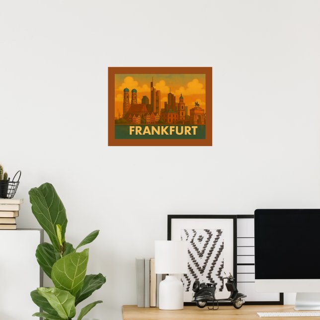 Frankfurt Tyskland Stad Konst Poster (Hemmakontoret)