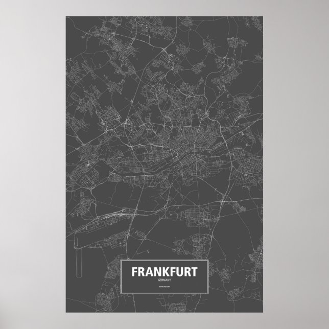 Frankfurt, Tyskland (vit på svart) Poster (Framsidan)