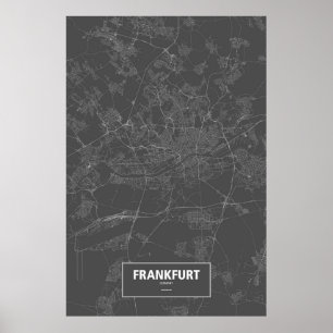 Frankfurt Tyskland (vit på svart) Poster