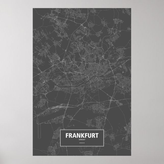 Frankfurt, Tyskland (vit på svart) Poster (Framsidan)
