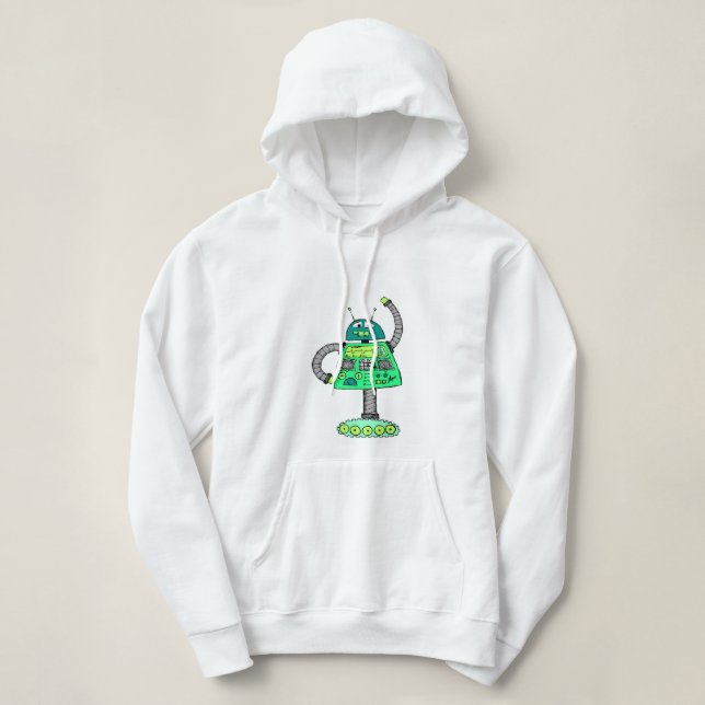 Frankie robot, grönt på vit. t shirt (Design framsida)
