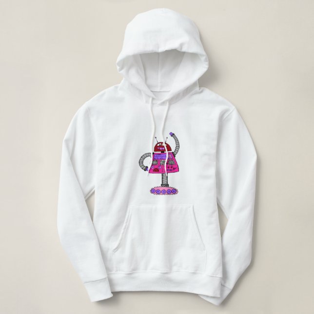 Frankie Robot: Rosa på vita Tee (Design framsida)