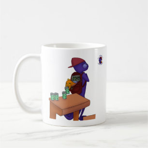 Frankie tar ett sodavatten kaffemugg