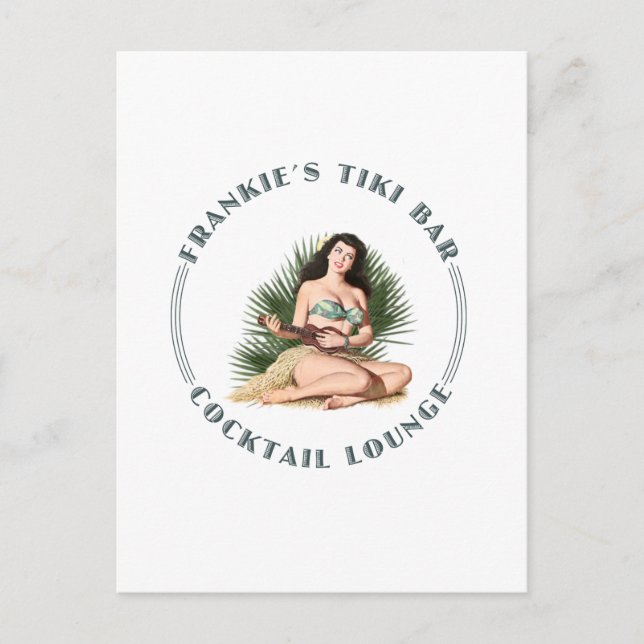 Frankies Tiki Pub Hula Girl Vykort (Framsida)