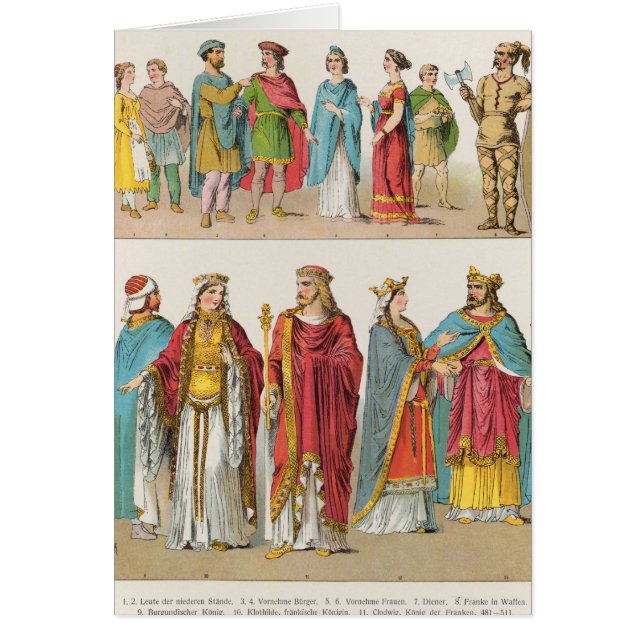 Frankish klänning hälsningskort (Framsidan)