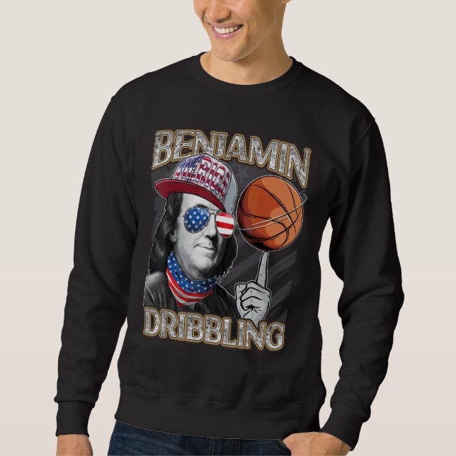 Franklin Benjamin Dribbling Basketball Patriotic 4 Lång Ärmad Tröja (Framsida)