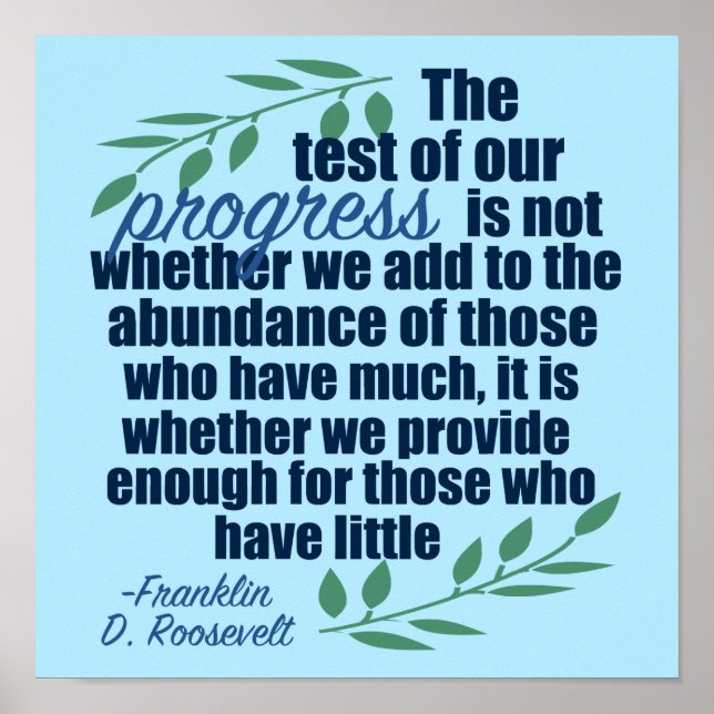Franklin D. Roosevelt Inspirational Progress Quote Poster (Framsidan)