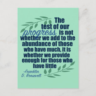 Franklin D. Roosevelt Inspirational Progress Quote Vykort