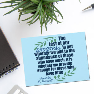 Franklin D. Roosevelt Inspirational Progress Quote Vykort