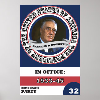 Franklin D. Roosevelt Presidents historia Retro Poster