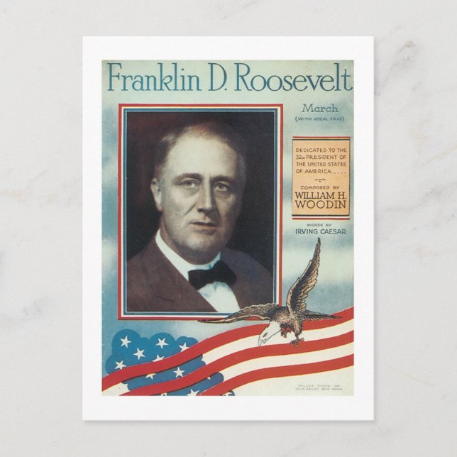 Franklin D. Roosevelt Vintage Songbook Cover Vykort (Framsida)